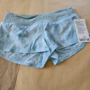 lululemon Speed up LR Short 2.5" lined, marble sea foam blue/green, size 6